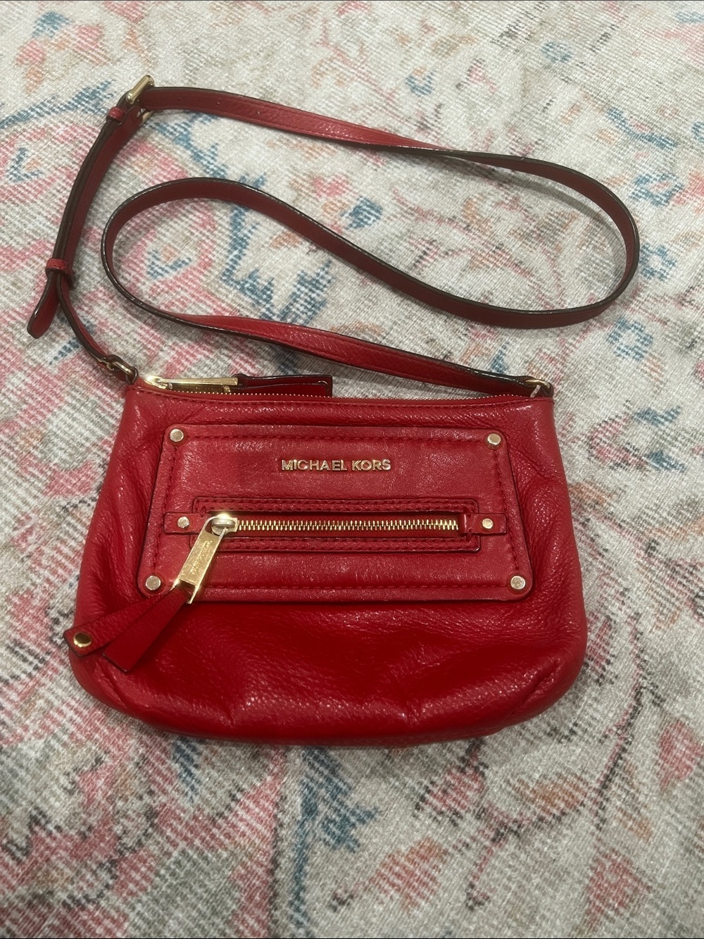 Michael Kors Red Leather Crossbody